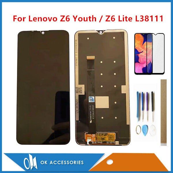 6-3-สำหรับ-lenovo-z6เยาวชน-z6ไลท์-l38111จอแสดงผล-lcd-พร้อม-digitizer-กระจกหน้าจอสัมผัสเครื่องมือฟิล์มติดหน้าต่างรถยนต์กระจกเทมเปอร์และเทป