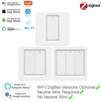 Aubess WiFi ZigBee สวิตช์ปุ่มกดอัจฉริยะไม่ต้องใช้เป็นกลาง SmartLife Tuya APP Alexa Home Voice Control 23 Way EU UK