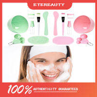 ETEREAUTY 9pcs DIY Facial Mask Facemask Mixing Tool with Big Volume Mask Bowl Spatula Brush Spray Bottle Puff Soaking Bottle Gauges (Green)