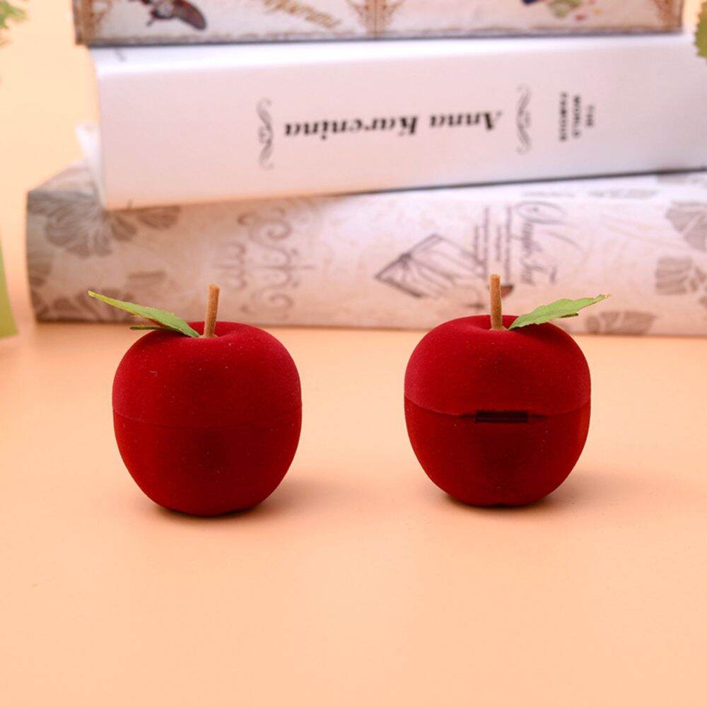 Earring Display Pendant Gift Velvet Apple Ring Box 