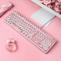 Special Design For Women Female professional comitive mouse and keyboard set Green-Axis Mechanical keyboard Pink Cute Suit