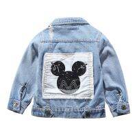 Autumn Kids Mickey Mouse Cartoon Denim Jacket Coats Clothes For Baby Boys Jean Outerwear Tops Childrens Casual Jackets Clothing