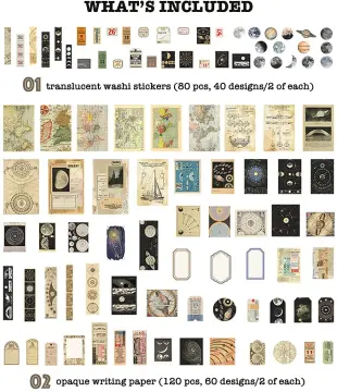 40 Pcs Washi Sticker Book Kit DIY Scrapbooking Supplies Collage
