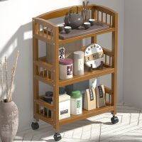 [COD] shelf movable living room floor-standing bamboo cart kitchen storage cabinet multi-layer simple tea