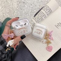 Ins Cute Big Ear white dog bow keychain For Apple AirPods1 2 3 Pro Wireless Bluetooth Earphone Case TPU Soft Headset Box Cover Wireless Earbud Cases