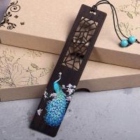 Retro Wooden Color Painted Chinese Style Bookmark Carving Ebony Book Clip Pagination Mark Students Stationery School Supplies