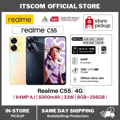 Realme C55, 8GB RAM+256GB ROM, 6GB RAM+128GB ROM