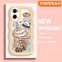 YIWESAN เคสสำหรับ OPPO A76 A96 A36ลายการ์ตูนแพนด้าไอศกรีมแฟชั่นสีสันสดใสเคสโทรศัพท์โปร่งใสขอบเป็นลอนน่ารักป้องกันเลนส์กล้องเคสซิลิโคนกันกระแทกเคสนิ่มแบบใส