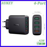 ปลั๊กชาร์จเร็ว EU PA-T18 Aukey พร้อมเครื่องชาร์จติดผนัง4 USB 3.0 42W แท่นชาร์จสำหรับสวิตช์และที่ชาร์จเร็ว