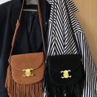 2023 CELINˉe Summer New Suede Tassel One Shoulder Crossbody Bag Leather Premium Womens Bag