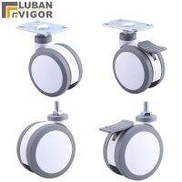 White Grey 3 Inch  Casters Wheels With Brake M12x25 Screw Mute Wearable For Hospital Trolley Electronic Equipment