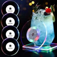 Creative Acrylic LED Colorful Luminous Coaster Bar Kitchen Table Decoration Accessories for Party Atmosphere Decor Drinkware