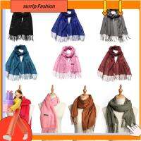 SURRIP ผู้หญิงแฟชั่น Pashmina Faur ผ้าพันคอขนสัตว์แคชเมียร์อบอุ่นในฤดูหนาวผ้าคลุมไหล่ผ้าพันคอแบบถักผ้าพันคอชายหาด