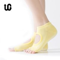 2022 Toeless Non Skid Sticky Grip Yoga Socks for Women Anti Slip Lady Gym Fitness Sports Pilates Professional Dance Sock