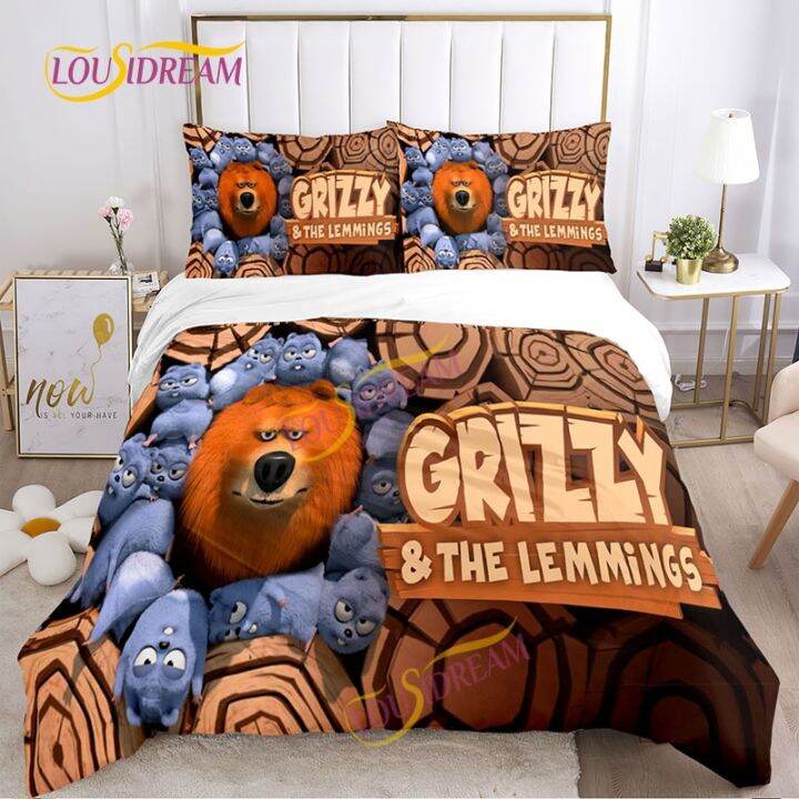 hot-print-grizzy-and-the-lemmings-duvet-cover-set-four-three-piece-soft-bed-sheet