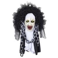 Spooky Halloween Wreath Horror Movie Nun Wreath Black White Terrifying Wreaths For Door Wall Window Party Indoor Outdoor Decor smart