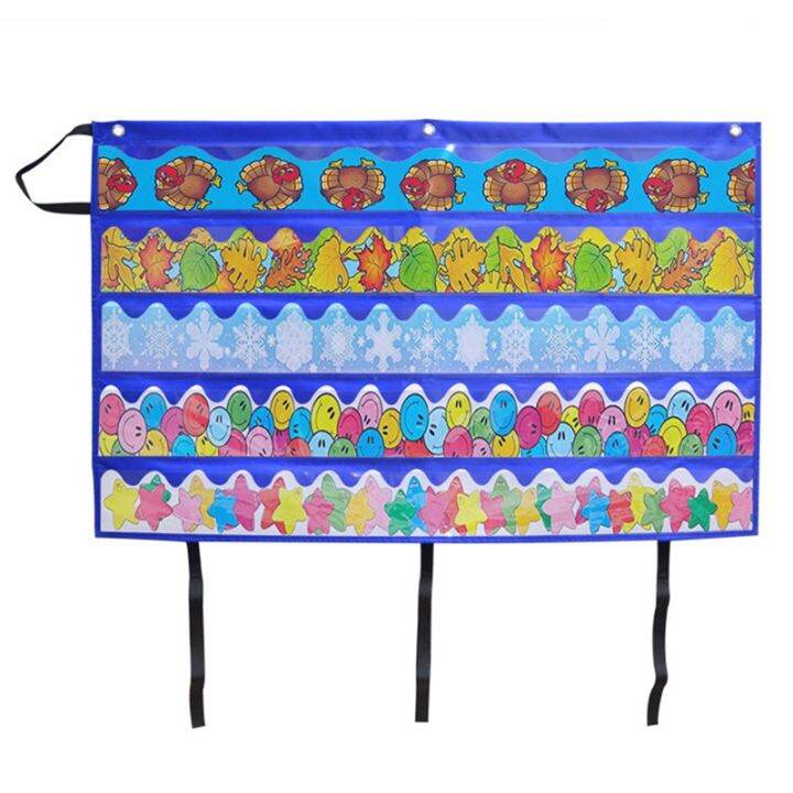 Bulletin Border Storage Children Foldable Pocket Chart Organize Bulletin Board Borders Wall