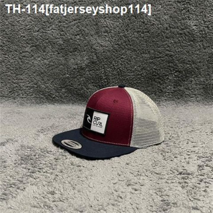 fatjerseyshop114-ripcurl-surfing-flat-eaves-of-baseball-cap-truck-locomotive-hat-shading-is-prevented-bask-in-mens-and-womens-wine-red-flat-hat-along