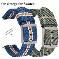 ↂ❁○ 20มม. Nylon Quick Release Bracelet for Omega for Swatch Moon Planet Series Watch Band Women Men Accessories Replacement Strap