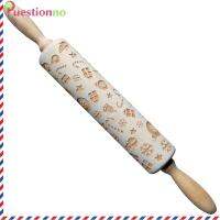 {Questionno} คริสต์มาสของขวัญรูปแบบเลเซอร์ลายนูน Rolling Pin Dough Stick Baking Tool