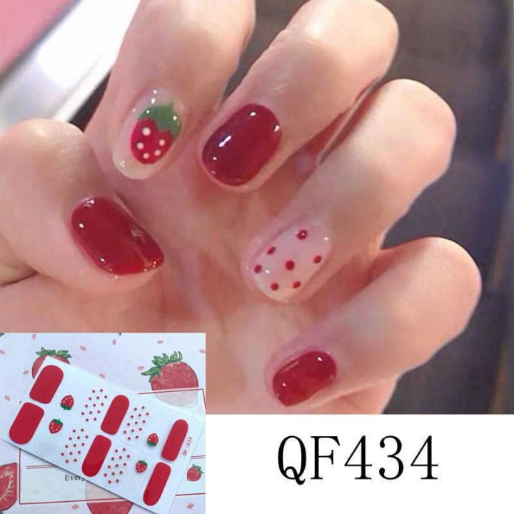 new-nail-sticker-wave-point-small-fresh-waterproof-nail-sticker-strawberry-rainbow-3d-popular-sticker-nail-sticker