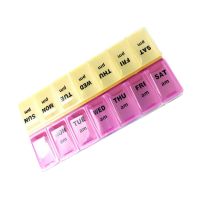 One Week Pill Storage Box 14 Compartments Portable Pillbox Pill Organizer Case Splitter Box