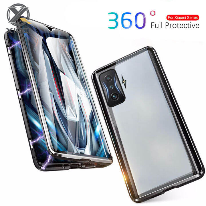 dua gelas bersisi adsorpsi magnetik casing logam untuk oppo reno double tempered glasss bingkai alumunium flip cover