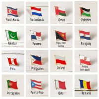 National Flag Metal Lapel Pin Country Badge All the World Netherlands Palestine Panama Peru Philippines Poland  Portuguesa Qatar Fashion Brooches Pins