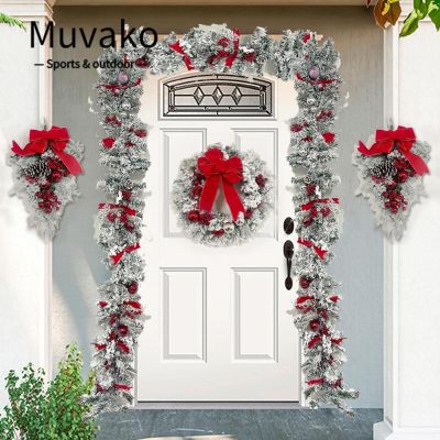 Muvako พวงหรีดคริสต์มาส สําหรับตกแต่งบ้าน สวน ต้นคริสต์มาส