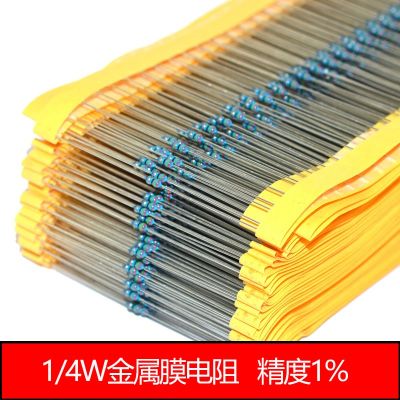 100pcs 1/4W Metal Film Resistor 7.5 8.2 9.1 75 82 91 750 820 910 R Ohm K M 1% Five-color Ring Resistance 7R5 8R2 9R1 75K 91K 82K LED Bulbs