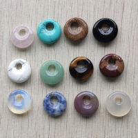 New high quality Assorted natural stone gogo donut charms pendants beads 18mm for jewelry making Wholesale 12pcslot free