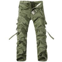 Men Cargo Pants Mens Casual Cotton Trousers Solid Mens Military Pants Overalls Multi Pockets Decoration Plus Size Without Belt