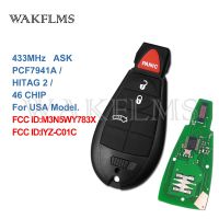 4Btns Fobik กุญแจรถยนต์รีโมท433Mhz สำหรับ Chrysler Dodge 300ชาร์จ Magnum Pcf7941a Hitag 2 46ชิป M3n5wy783x Iyz-C01c แบบอเมริกา