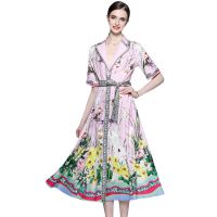 Ladies New Fashion Dress 2023-New Positioning Printing Advanced Drawstring Model Style Large Swing Dress