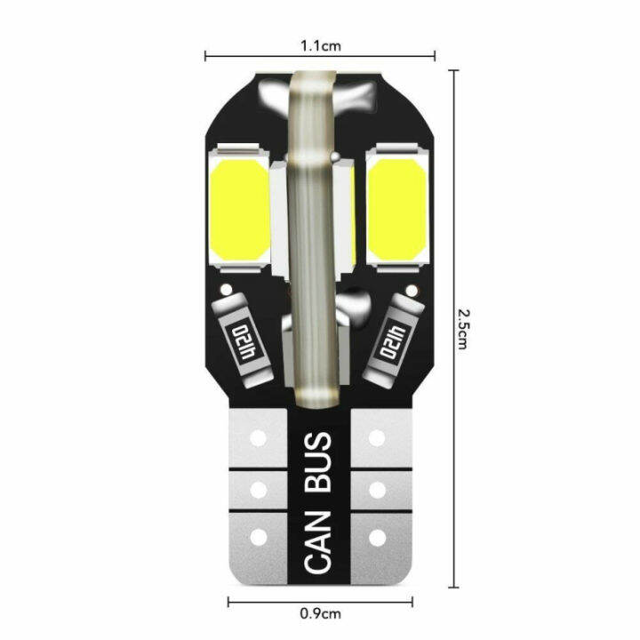 ซินซู-หลอดไฟภายในรถ-led-20แพ็ก-w5w-8smd-5730-t10สดใสมาก-canbus-ปลอดความผิดพลาด12v-ไฟหลอดไฟอัตโนมัติมาร์กเกอร์ด้านข้าง