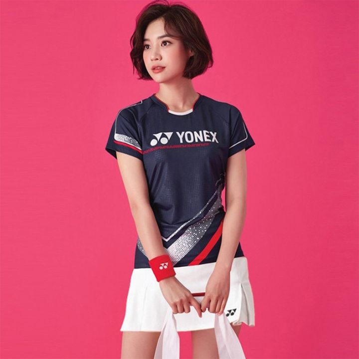 yonex-ชุดทีมฝึกเสื้อแขนยาวกีฬาเทนนิสแขนสั้นแห้งเร็วสำหรับผู้หญิงชุดกีฬาแบดมินตันใหม่