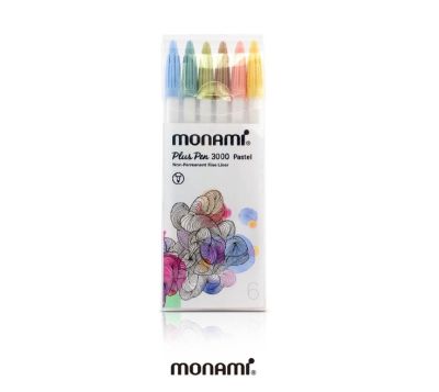 Monami ปากกาสีน้ำ รุ่น Plus Pen 3000 ชุด 6 Pastel (จำนวน 1 กล่อง)