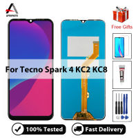 6.52 "ต้นฉบับสำหรับ Tecno Spark 4 KC2ชิ้นส่วนจอสัมผัสแอลซีดีของเครื่องแปลงดิจิทัล KC8สำหรับอะไหล่ทดแทนซ่อม KC8 Tecno 100% ผ่านการทดสอบอย่างดี