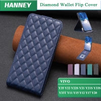 HANNEY เคสโทรศัพท์ VIVO Y35 Y22 Y22S Y21 Y21S Y33S Y33T Y11 Y15 Y12 Y17 Y20 Y20S Y12S Y20i  เคสฝาพับแบบแนวนอนหนัง PU แบบกระเป๋าสตางค์สุดหรูลายเพชรป้องกันเต็มรูปแบบพร้อม ใส่เคสโทรศัพท์มือถือ BF-30