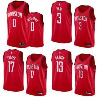 เสื้อกีฬาบาสเก็ตบอล แขนกุด ลายทีม NBA Jersey Houston Rockets Westbrook Paul Harden Tucker สีแดง พลัสไซซ์