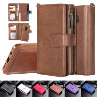 【Enjoy electronic】 Zipper Wallet Phone Case for Samsung S21 Ultra S22 Plus S20 FE S10 S9 S8 Flip Leather Purse Cover for Galaxy Note 20 10 9 Coque