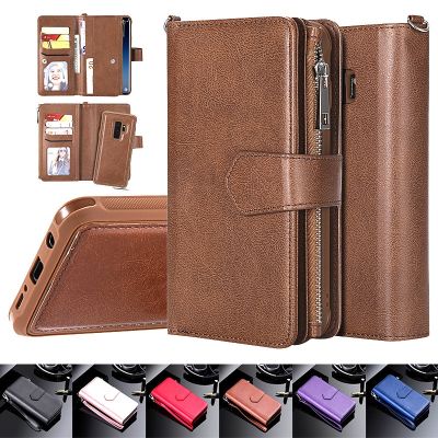「Enjoy electronic」 Zipper Wallet Phone Case for Samsung S21 Ultra S22 Plus S20 FE S10 S9 S8 Flip Leather Purse Cover for Galaxy Note 20 10 9 Coque