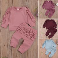 2-piece Cute Ruffle Newborn Baby Girls Outfit Set Long Sleeve Cotton Tops+Pants Autumn Winter Casual Set for Kids Girls  by Hs2023