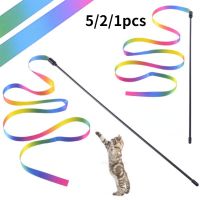 5/1Pcs Cute Cat Interactive Toys Colorful Rod Teaser Wand Plastic Self-healing Toy Funny Rainbow Ribbon Cat Stick Pet Supplies Toys