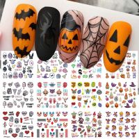 【YF】♦  12pcs Decoration Sticker 2022 Pumpkin  Clowns Witch Spooky Design Slider Decals Set JiBN