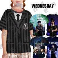 Wednesday Addams Girls T-Shirt Dark Black Varsity Kids Tops