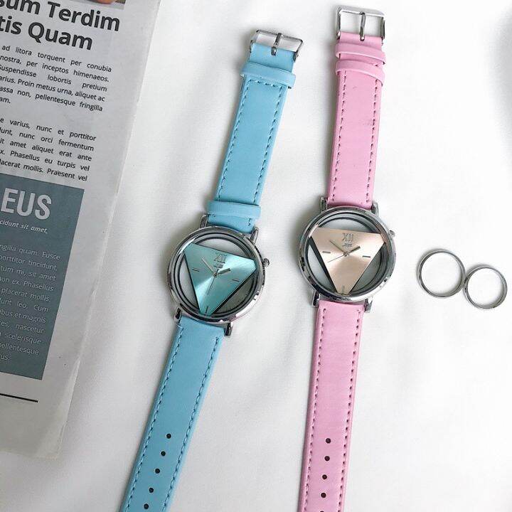 hot-sale-and-korean-ins-style-watches-male-female-girlfriends-a-pair-of-students-personality-hollow-triangle-simple-temperament