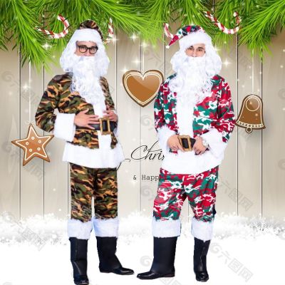 New camouflage illusion European and American Santa Claus suit XL mens stage costume