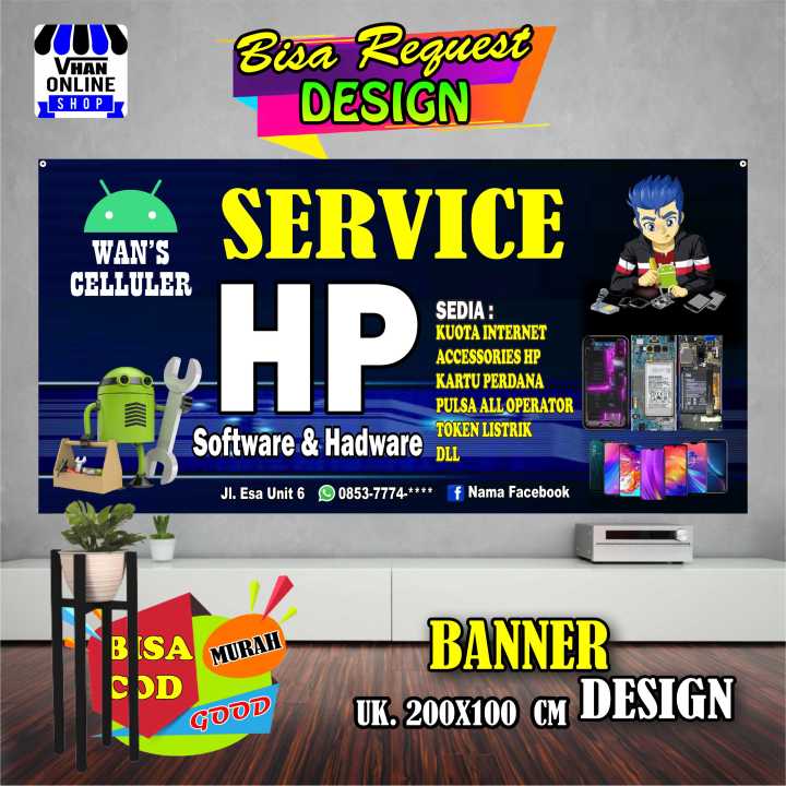 Spanduk Banner Service Handphone, Service HP, Konter Bagus Keren