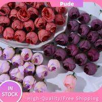 PUDE 30pcs ผ้าไหมสีขาว หัวกุหลาบปลอม เทียมเทียมเทียม มินิมินิ กุหลาบดอกตูม วินเทจ หัวดอกไม้ผ้าไหม ของตกแต่งคริสต์มาส